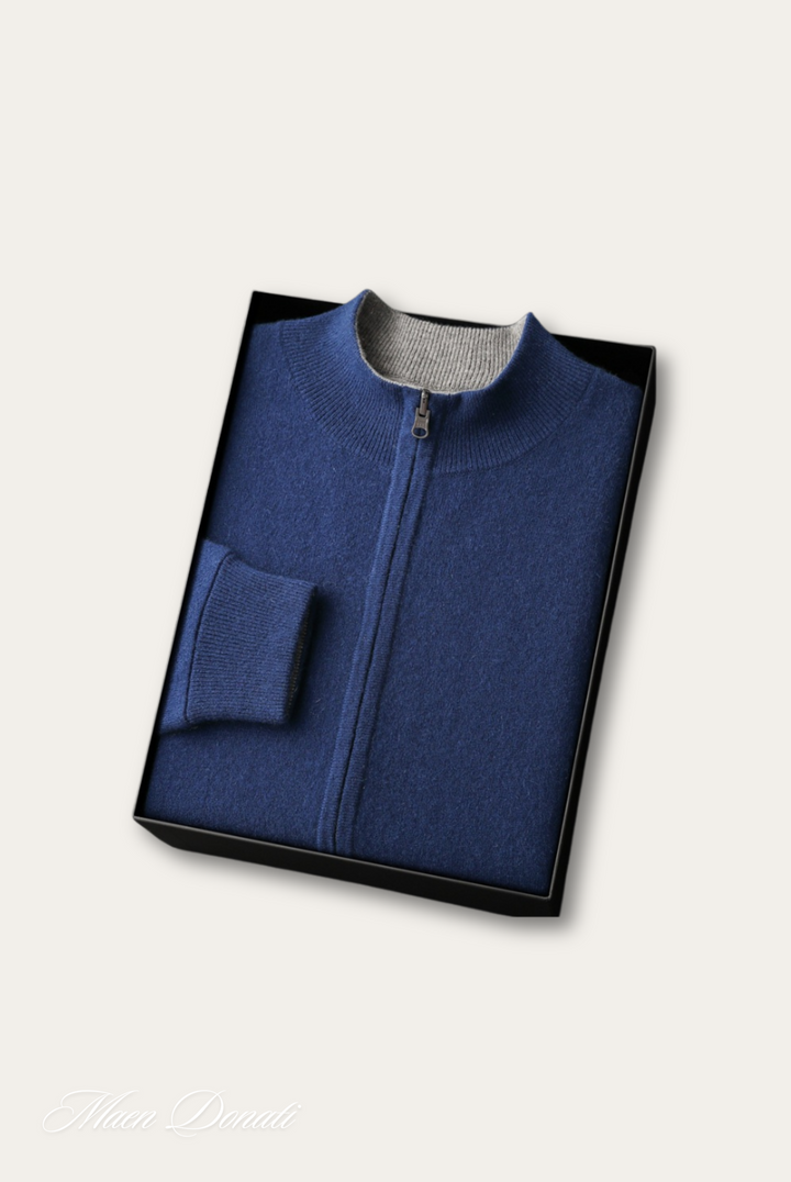 Luxury Warm Cashmere Cardigan for Men - Rowan-Dark blue-S-Nora Luxe