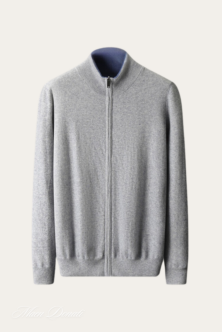 Luxury Warm Cashmere Cardigan for Men - Rowan-Gray-S-Nora Luxe
