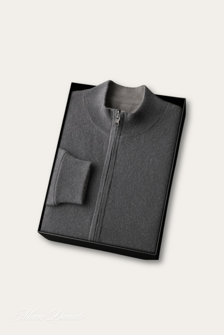 Luxury Warm Cashmere Cardigan for Men - Rowan-Gray-S-Nora Luxe