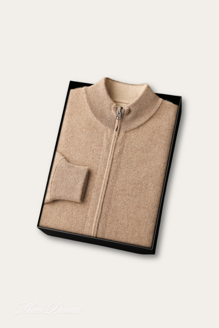 Luxury Warm Cashmere Cardigan for Men - Rowan-Light brown-S-Nora Luxe