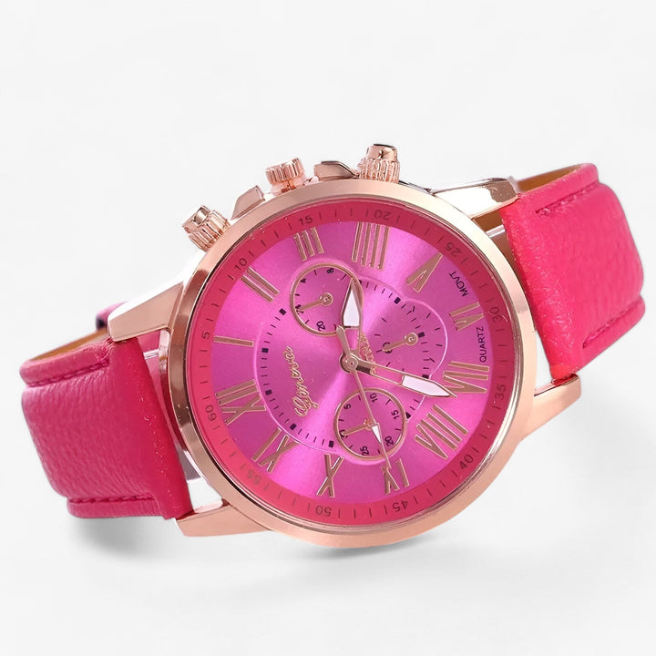 Luxury Waterproof Women's Watch with Leather Strap - Camille-Black-The Livary