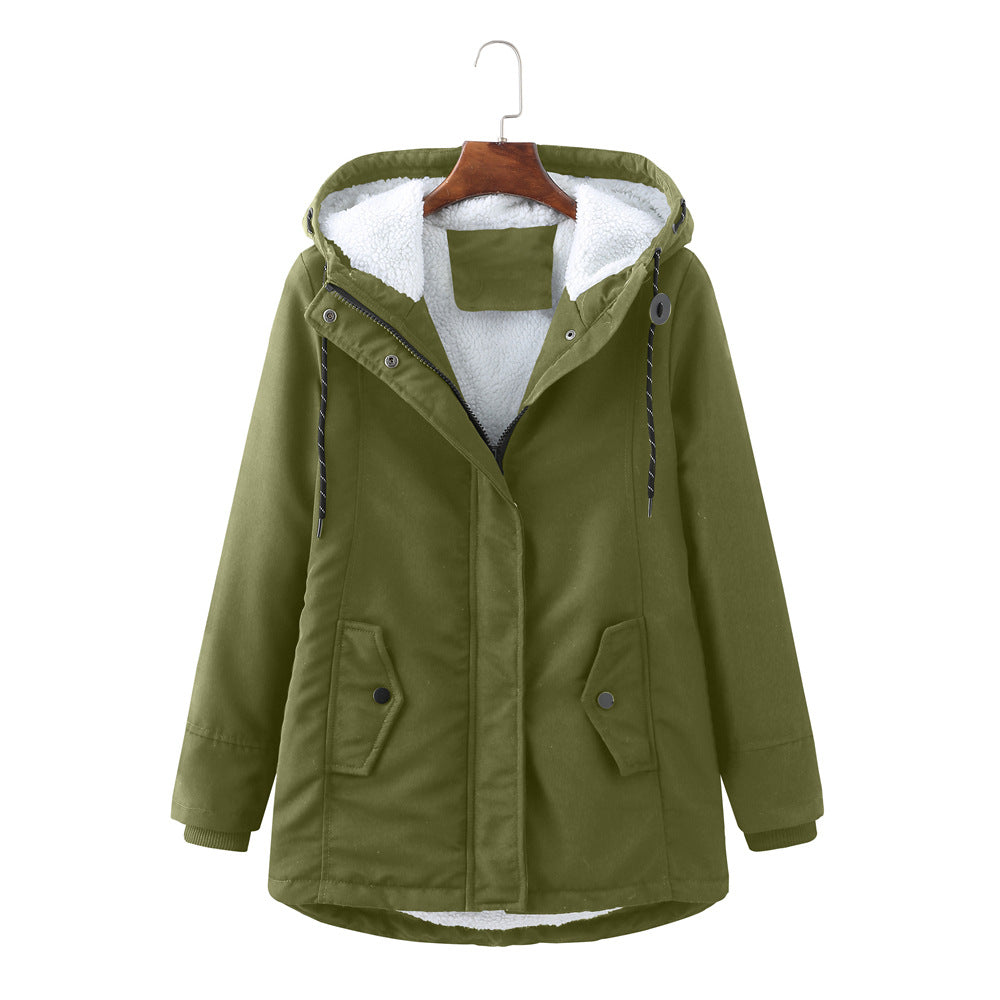 Luxury Winter Coat for Women - Aurora-Olive Green-S-Nora Luxe