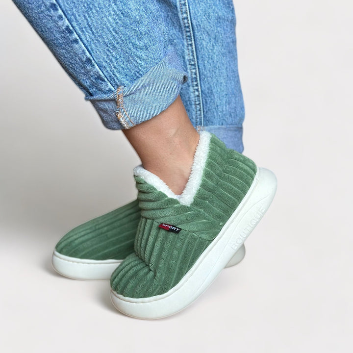 Luxury Winter Slippers - Elise-Green-3.5-4.0-Nora Luxe