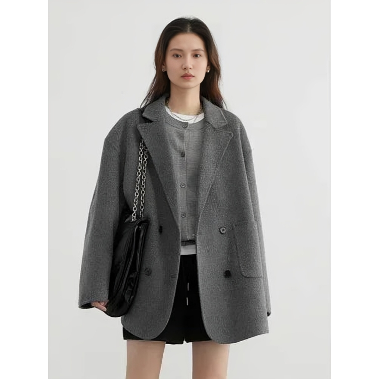Luxury Wool Women's Coat - Aurora-Gray-S-Nora Luxe