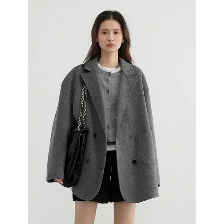 Luxury Wool Women's Coat - Aurora-Gray-S-Nora Luxe