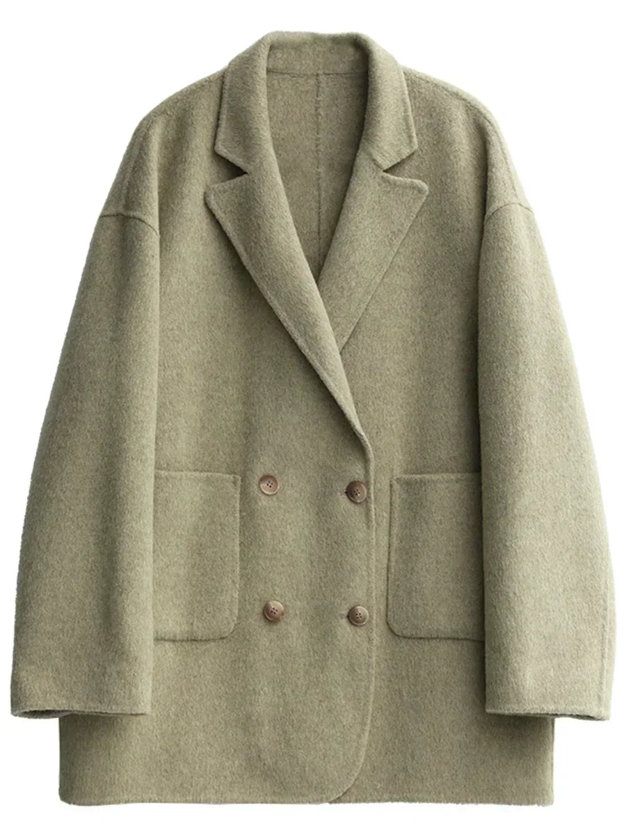 Luxury Wool Women's Coat - Aurora-Green Banana-S-Nora Luxe