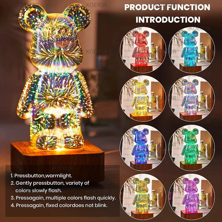 Magical 3D Firework Projection Mood Lamp - StarBear-7 Colors-Nora Luxe