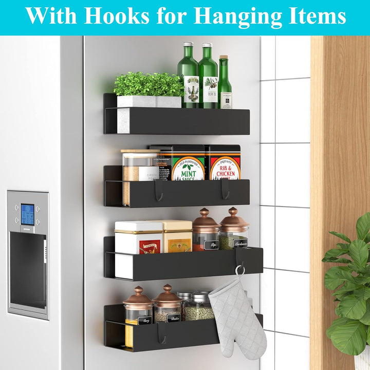 Magnetic Spice Rack Set of 4 – SpiceGrip-Black-Nora Luxe