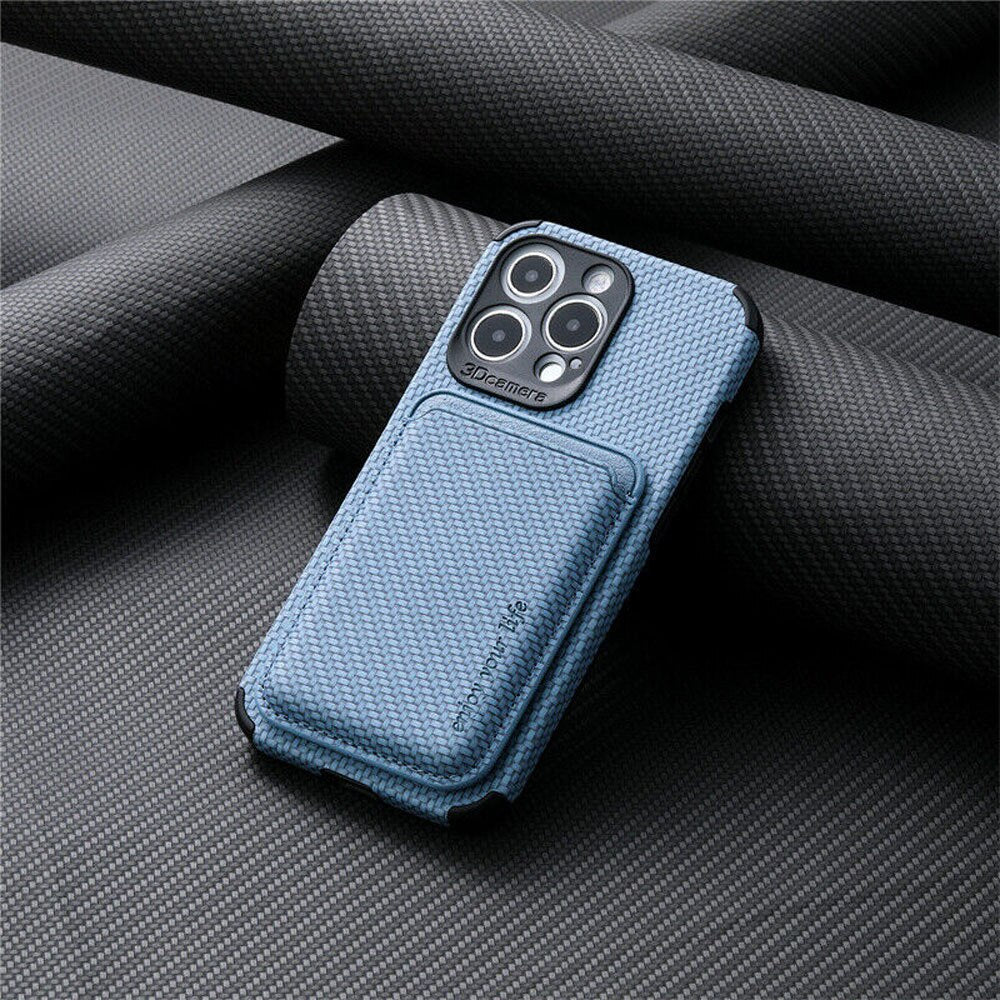 MagSafe Wallet Phone Case - TitanWallet-Carbon Blue-iPhone 15 Pro Max-Nora Luxe