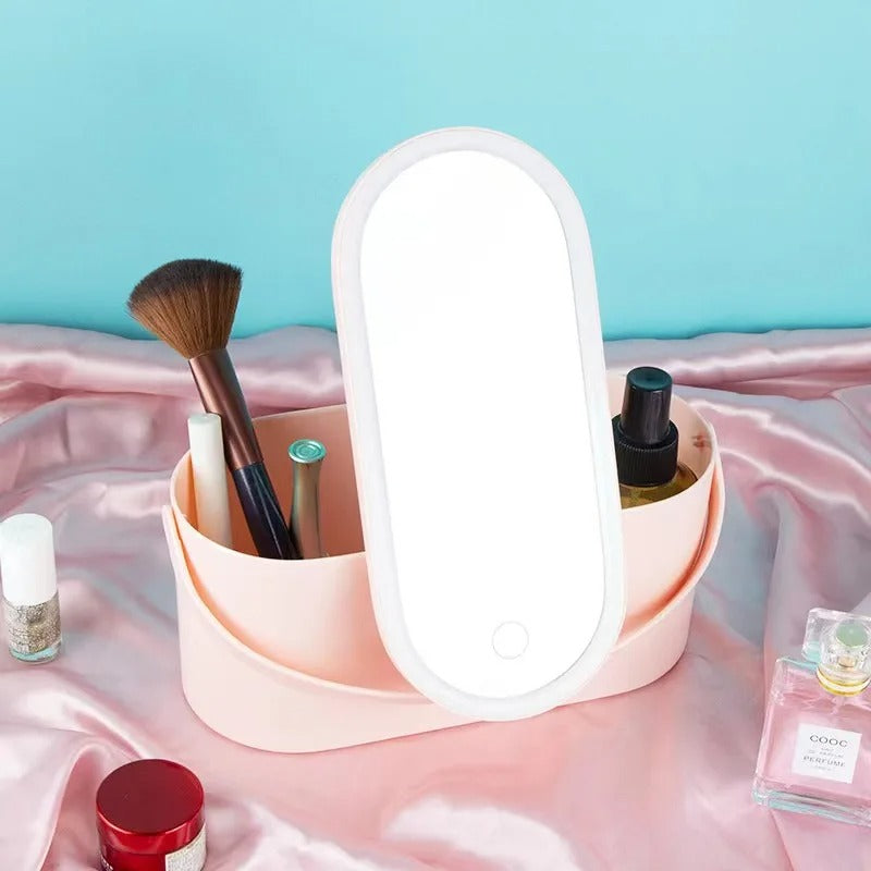 Make-up Case with LED Mirror - Lumivault-Pink-The Livary