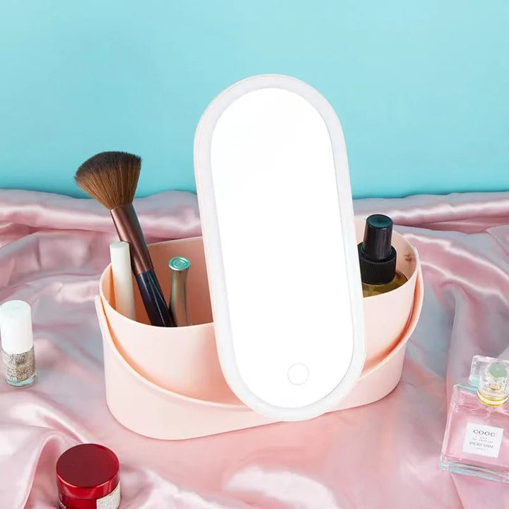 Make-up Case with LED Mirror - Lumivault-Pink-The Livary