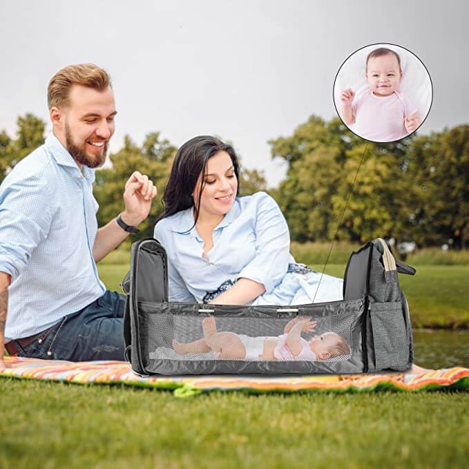 Convertible Baby Nappy Backpack with Foldable Bassinet – Waterproof Multi-Pocket Design