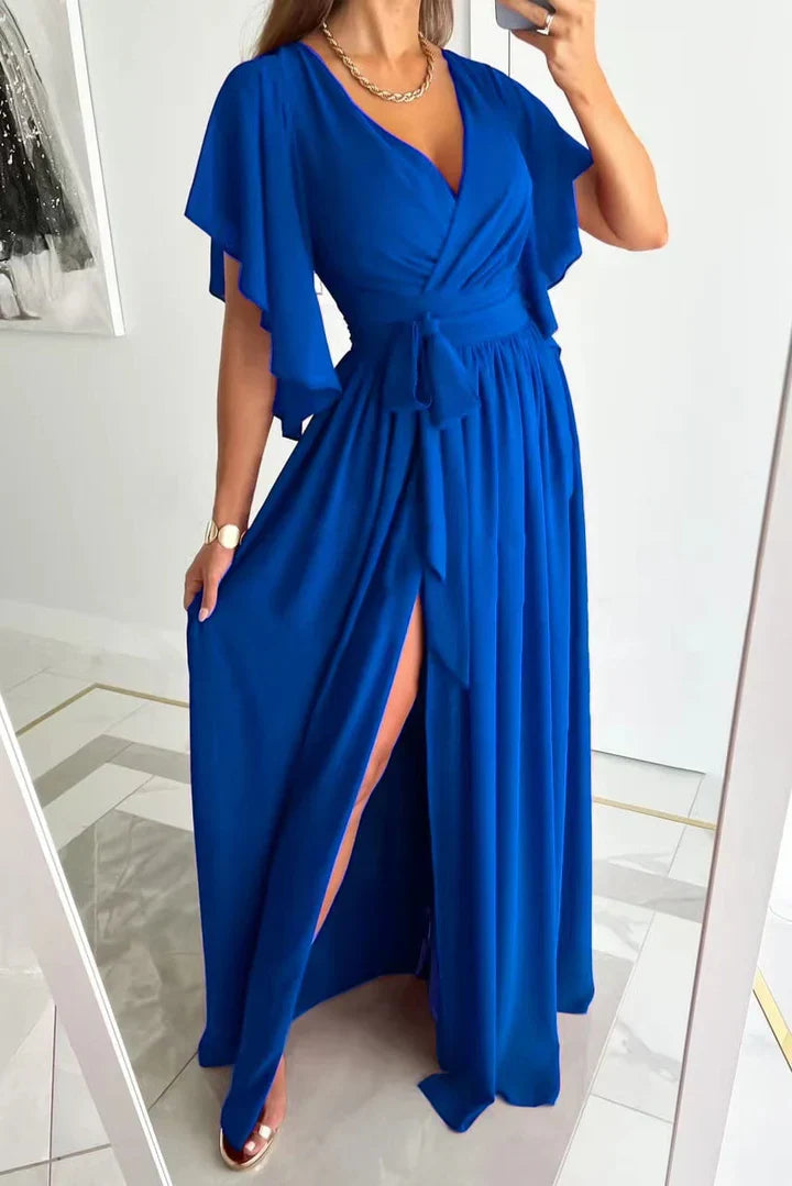 Maxi Dress with High Split - BreezeWave-XS-blue-Nora Luxe