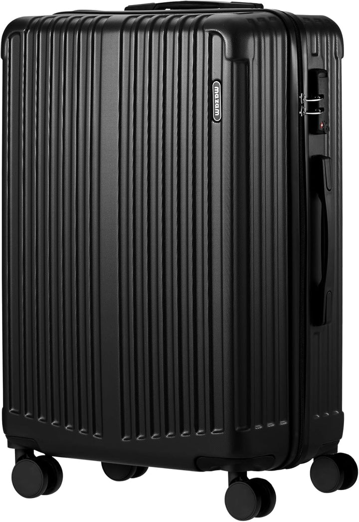 Large Hard-Shell Luggage with 360° Wheels and TSA Lock – Black Stripe