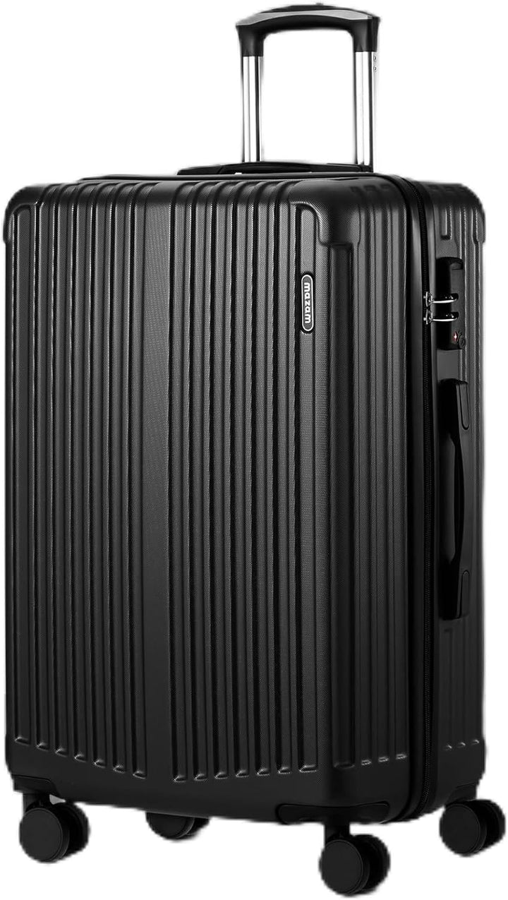 Large Hard-Shell Luggage with 360° Wheels and TSA Lock – Black Stripe