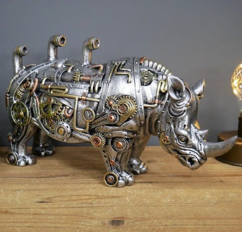 Mechanical Punk Animals Statues - GearBeast-Rhinoceros-Nora Luxe