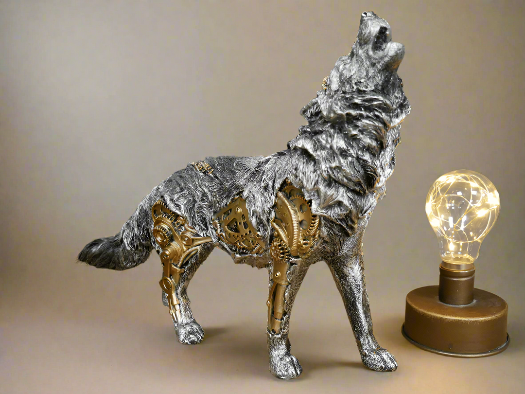 Mechanical Punk Animals Statues - GearBeast-Wolf-Nora Luxe