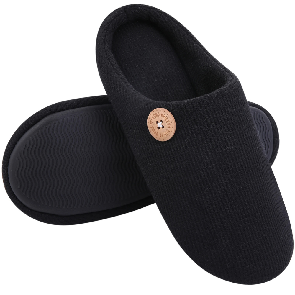 Memory Foam Comfort Slippers - CloudStep-3.5-4-Black-Nora Luxe