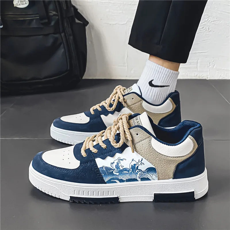 Men's anti-slip laced shoes - Max-Dark blue-6-Nora Luxe