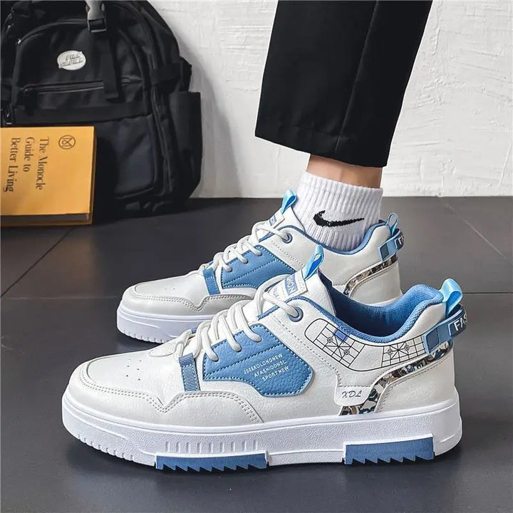 Men's anti-slip laced shoes - Max-White Blue-6-Nora Luxe