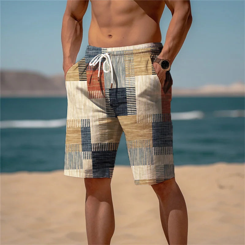 Men's Beach Shorts Cotton 3D Print Breathable Summer Look - Jamal-Minimalistic mixed colour-S-Nora Luxe