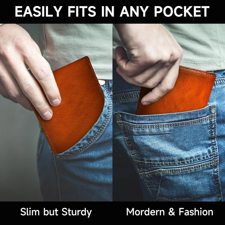 Men's Bifold Wallet made of Top Grain Leather - EliteFold-Brown-Nora Luxe