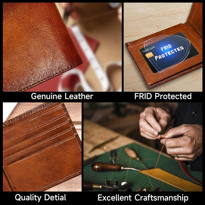 Men's Bifold Wallet made of Top Grain Leather - EliteFold-Brown-Nora Luxe