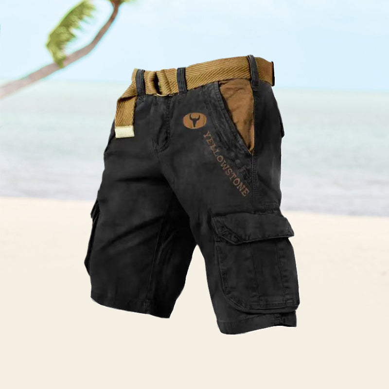 Men's Cargo Shorts - TrekFlex-Black-S-Nora Luxe