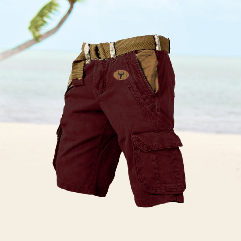 Men's Cargo Shorts - TrekFlex-Bordeaux-S-Nora Luxe