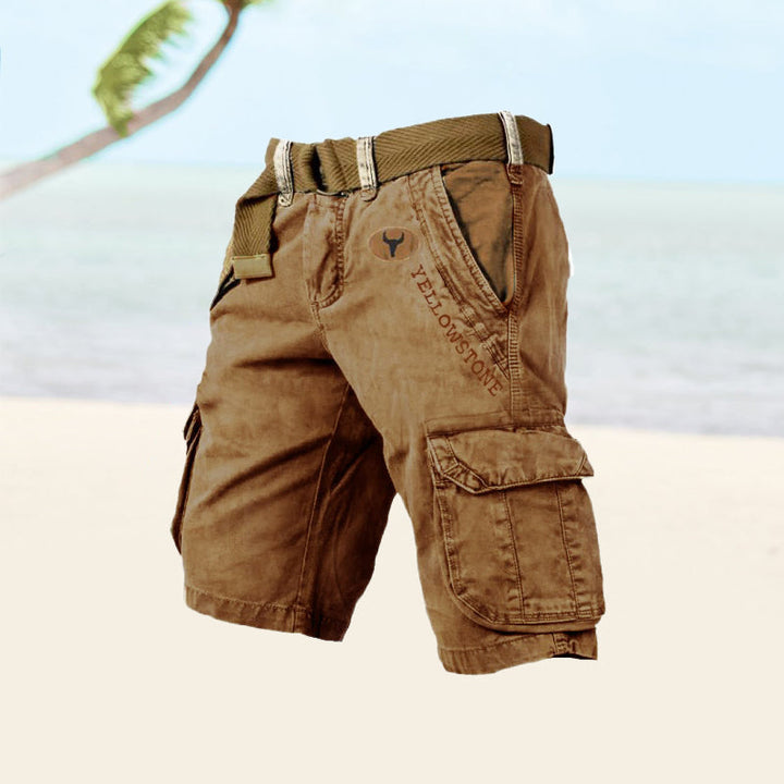 Men's Cargo Shorts - TrekFlex-Caramel-S-Nora Luxe