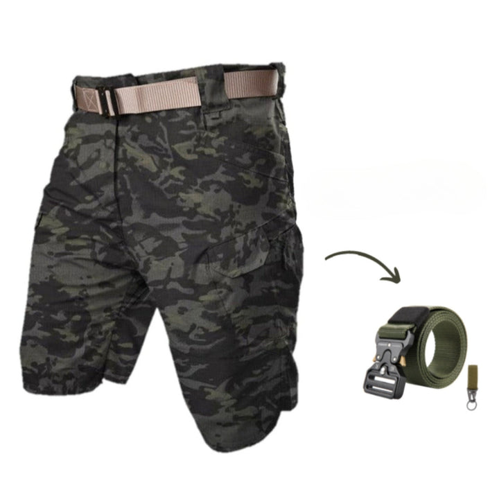 Men's cargo shorts with 7 pockets & free belt – Taro-Army green + belt-S-Nora Luxe