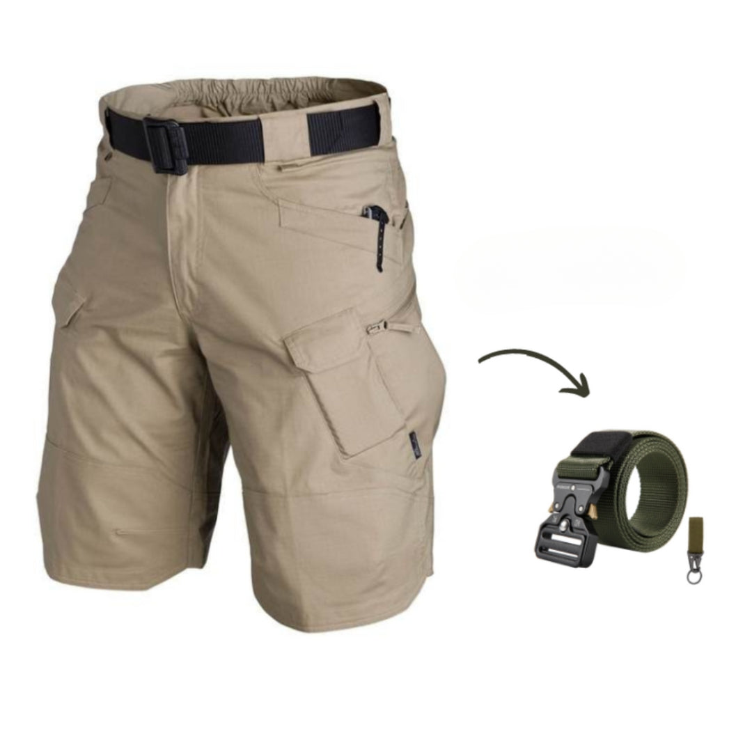 Men's cargo shorts with 7 pockets & free belt – Taro-Beige + Belt-S-Nora Luxe
