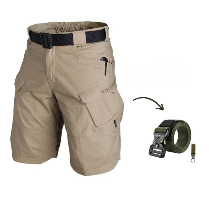 Men's cargo shorts with 7 pockets & free belt – Taro-Beige + Belt-S-Nora Luxe