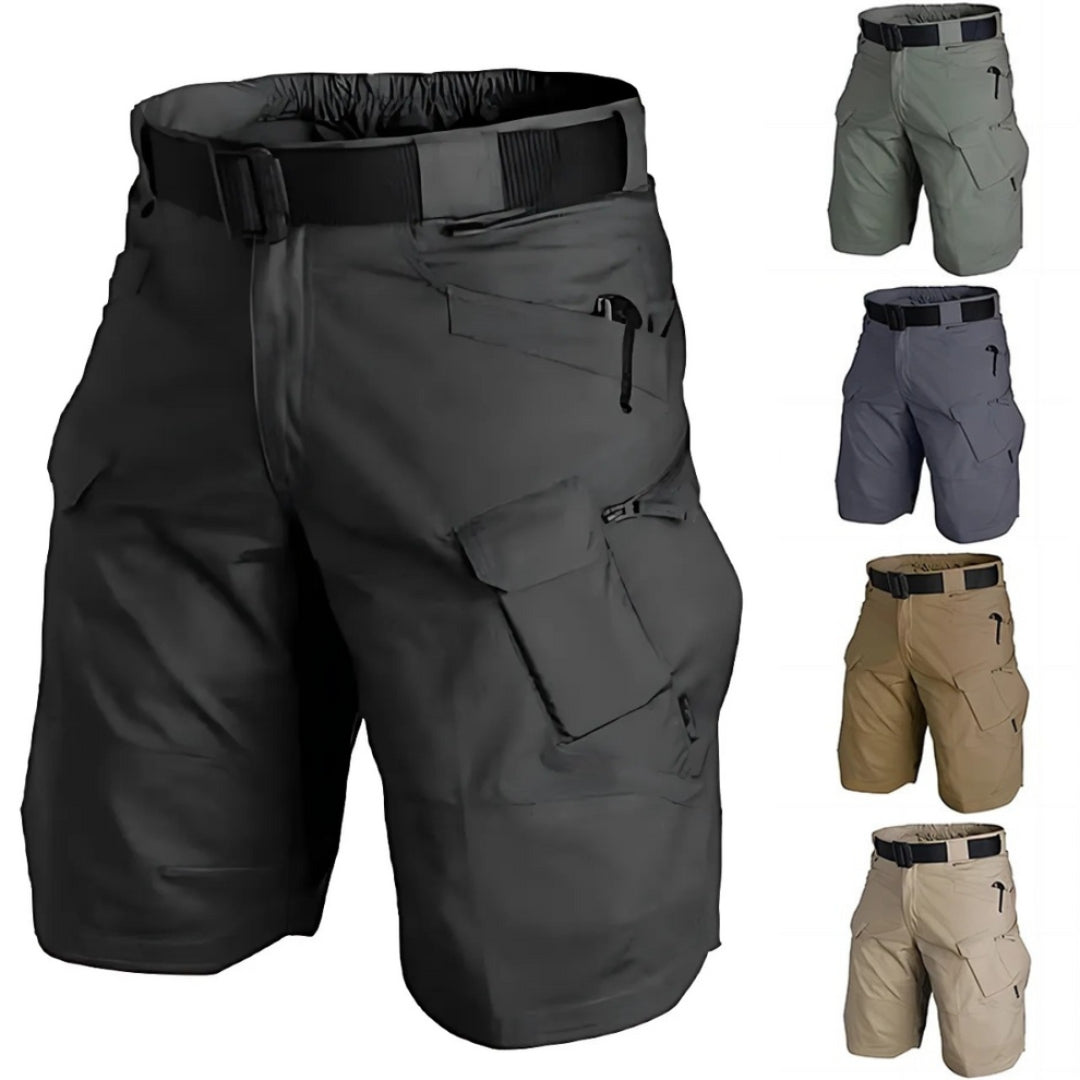 Men's cargo shorts with 7 pockets & free belt – Taro-Black + Belt-S-Nora Luxe