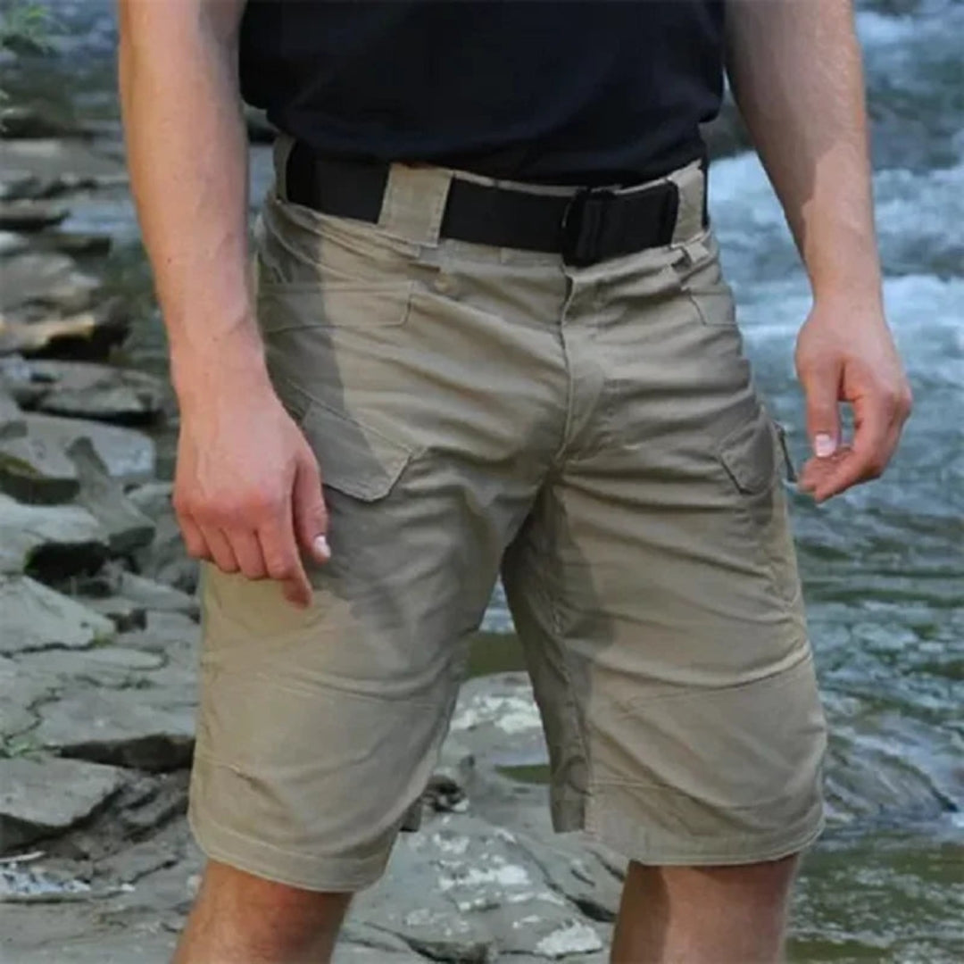 Men's cargo shorts with 7 pockets & free belt – Taro-Black + Belt-S-Nora Luxe