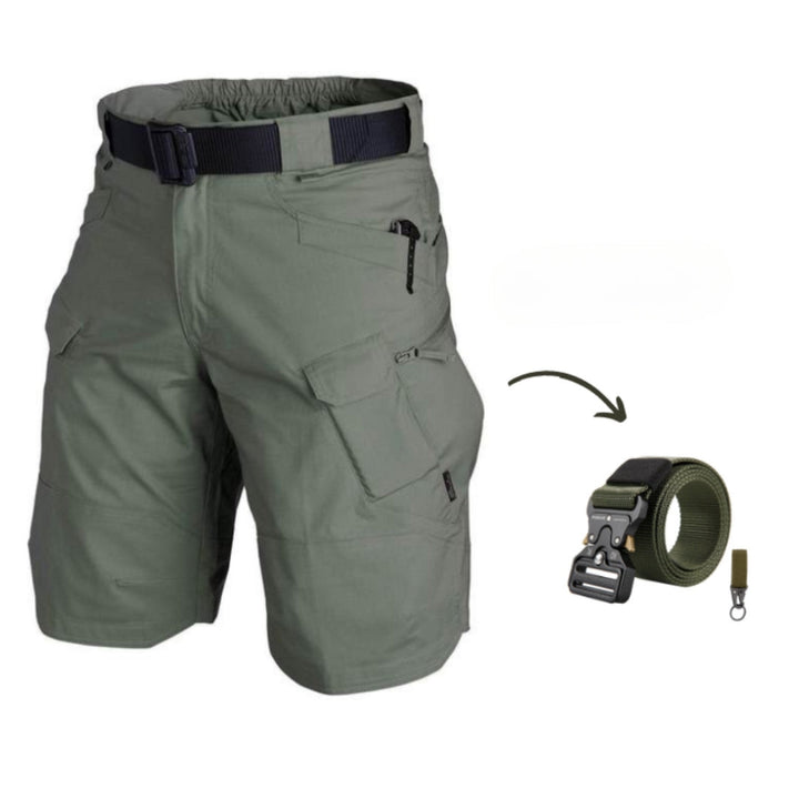 Men's cargo shorts with 7 pockets & free belt – Taro-Green + Belt-S-Nora Luxe