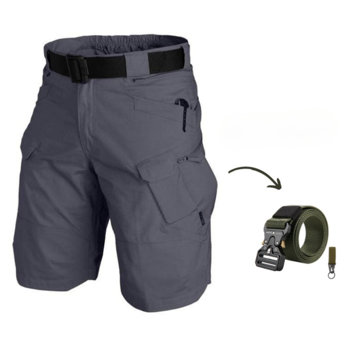 Men's cargo shorts with 7 pockets & free belt – Taro-Grey + belt-S-Nora Luxe