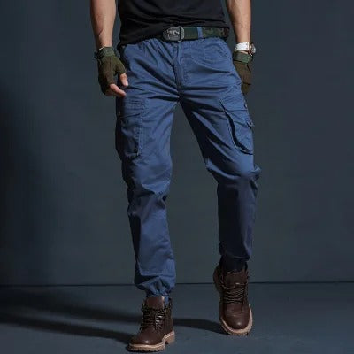 Men's Cargo Trousers - Max-Blue-S-Nora Luxe