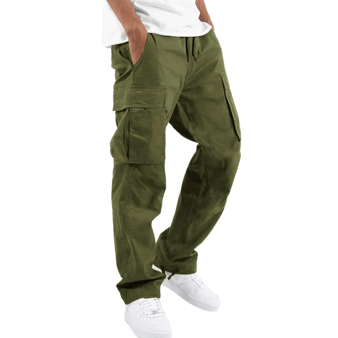 Men's Casual Cargo Joggers - Vincent-Olive Green-S-Nora Luxe