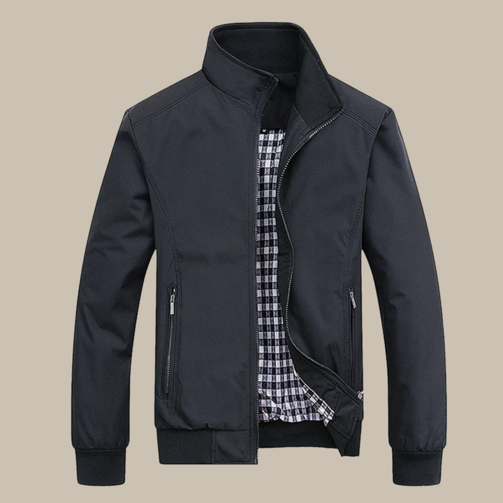 Men's Casual Windbreaker | Tommy Summer Jacket with Collar-Black-M-Nora Luxe