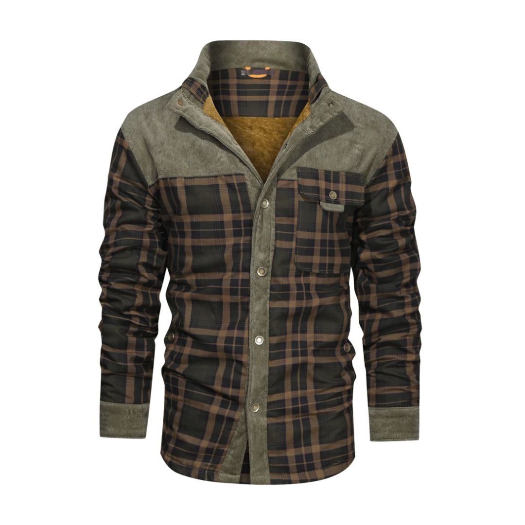 Men's Checked Outdoor Jacket - Mason-Light Green-S-Nora Luxe