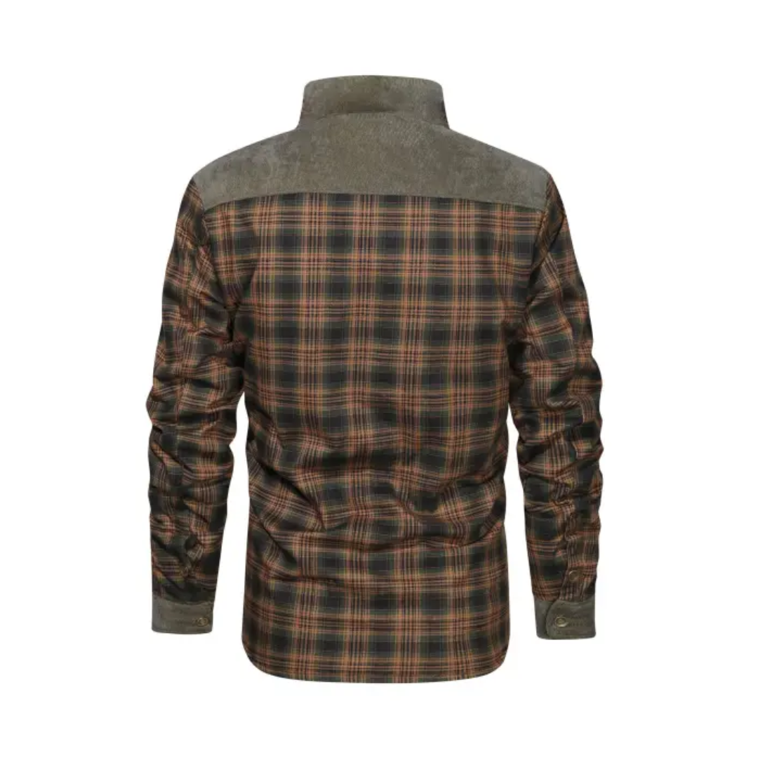 Men's Checked Outdoor Jacket - Mason-Olive Green-S-Nora Luxe