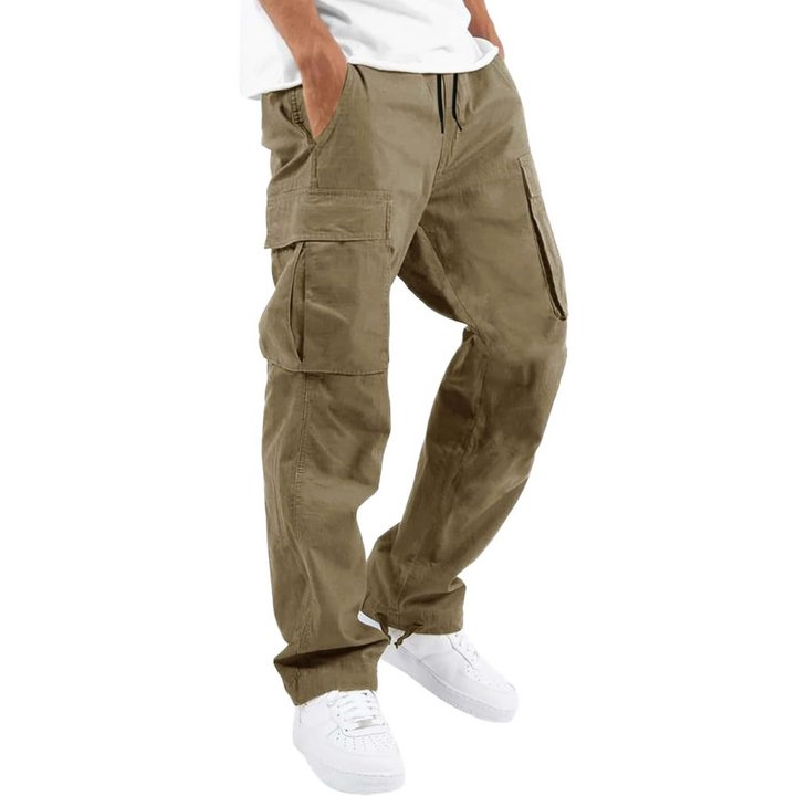 Men's Cotton Cargo Joggers - Arno-Beige Gray-S-Nora Luxe
