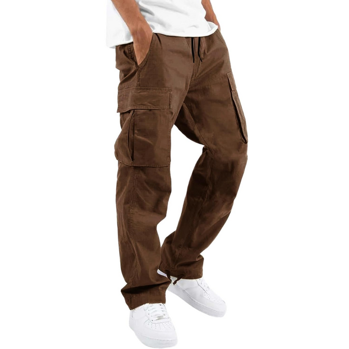 Men's Cotton Cargo Joggers - Arno-Brown-S-Nora Luxe