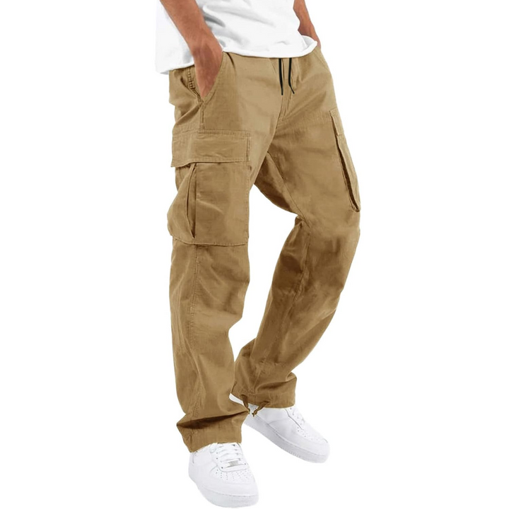 Men's Cotton Cargo Joggers - Arno-Khaki-S-Nora Luxe