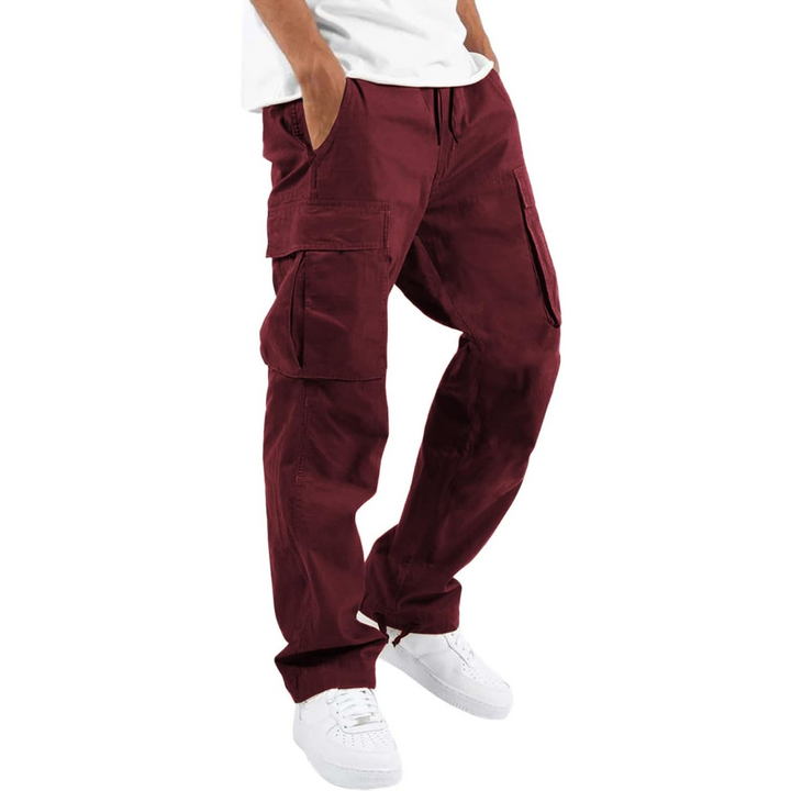 Men's Cotton Cargo Joggers - Arno-Red-S-Nora Luxe