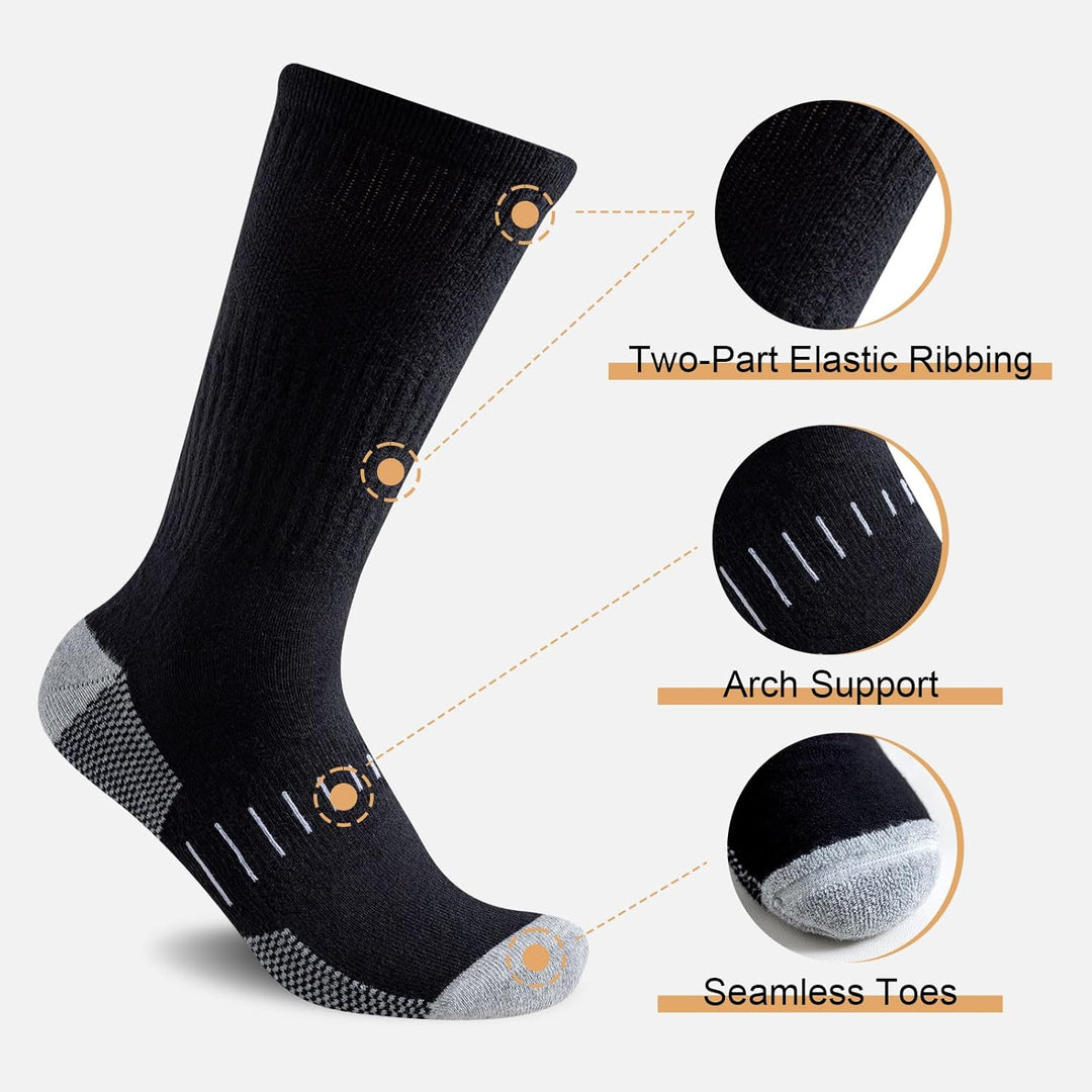 Men's Crew Socks (6 Pairs) - Daniel-Black-S - 6.5-8.0-Nora Luxe