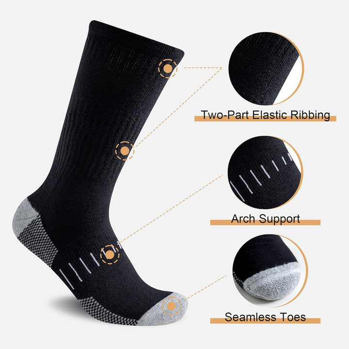 Men's Crew Socks (6 Pairs) - Daniel-Black-S - 6.5-8.0-Nora Luxe