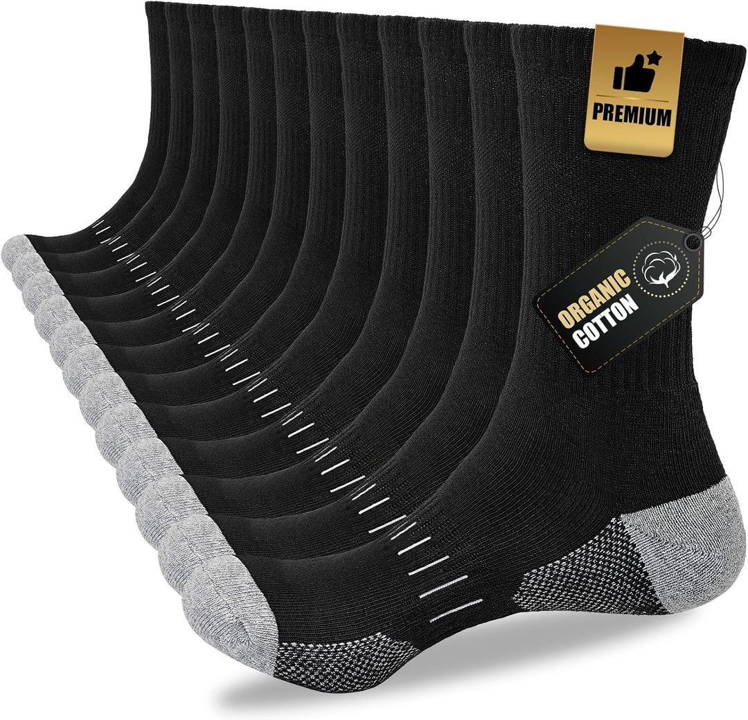 Men's Crew Socks (6 Pairs) - Daniel-Black-S - 6.5-8.0-Nora Luxe