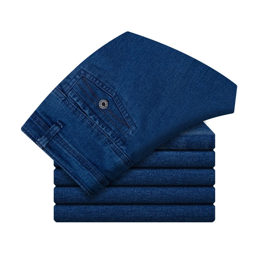 Men's High Waist Straight Leg Jeans – Tobias-Blue-30WX30L (50-60kg)-Nora Luxe